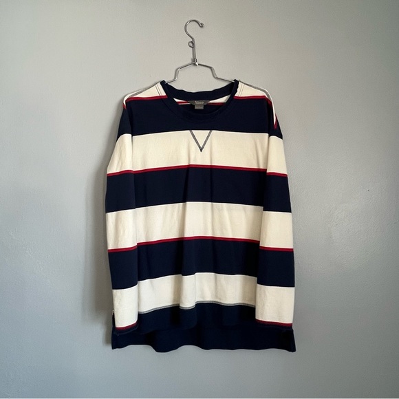 Striped Navy and White Sweater Nautical Fishermancore Fall Preppy - Picture 1 of 6